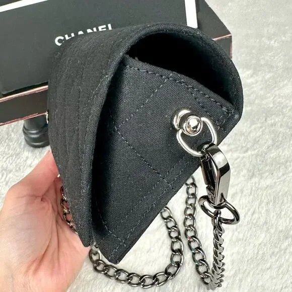 Chanel black canvas cloth sunglass case crossbody - Picture 5 of 11